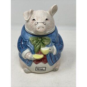 Vintage Fitz & Floyd Bacon and Eggs distinguished pig covered sugar bowl 1987